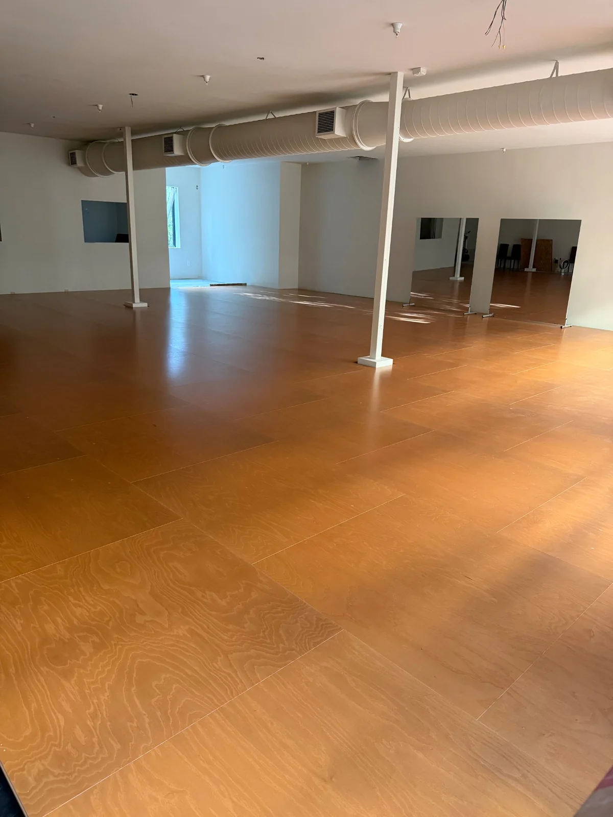 Second view of the new O’Mara sprung dance floor and studio mirrors